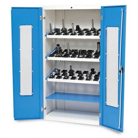 CNC skříň s průhlednými dveřmi, 3 nosiče vč. vložek + 1 police