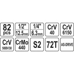 Gola sada 1/4" a 1/2" 82-dílná, YATO