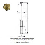 Tvářecí závitník M4 x 0,7 6HX HSS+TiN s mazací drážkou