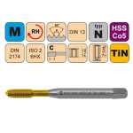 Tvářecí závitník M6 x 1 6HX HSS+TiN s mazací drážkou