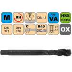 Závitník strojní M4 x 0,7 HSSCo5 + OX (ISO 2) DIN 376