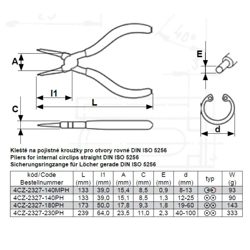 Kle t Na Pojistn Krou ky Pro Otvory Rovn MINI 140 Mm Hrot 0 9 Mm