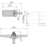 Čisticí vrtule na třísky, rozevření 260 mm, upínací pr. 16 mm