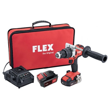 Aku-vrtačka s příklepem FLEX 18,0 V + 2x 5.0 Ah + Látkový kufr